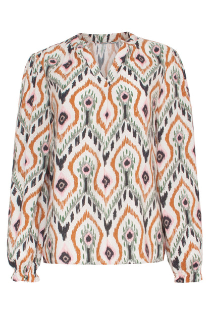 Eliza™ | Damen Chique V-Ausschnitt Top Mit Neutrale Tribal Print