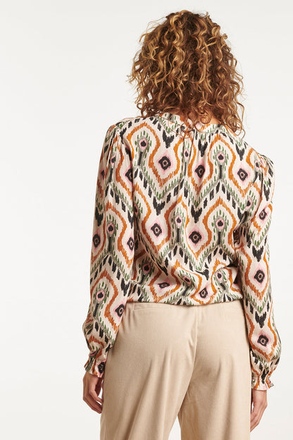 Eliza™ | Damen Chique V-Ausschnitt Top Mit Neutrale Tribal Print