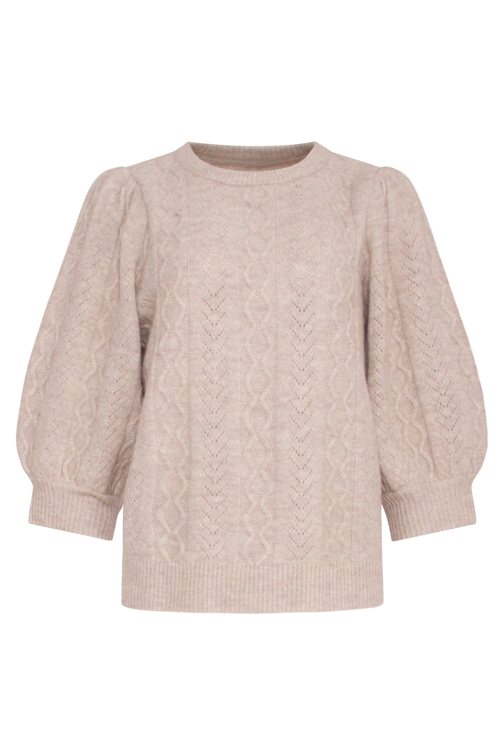 Bailee™ | Strukturierter Stricktop mit Puffärmeln in Sand