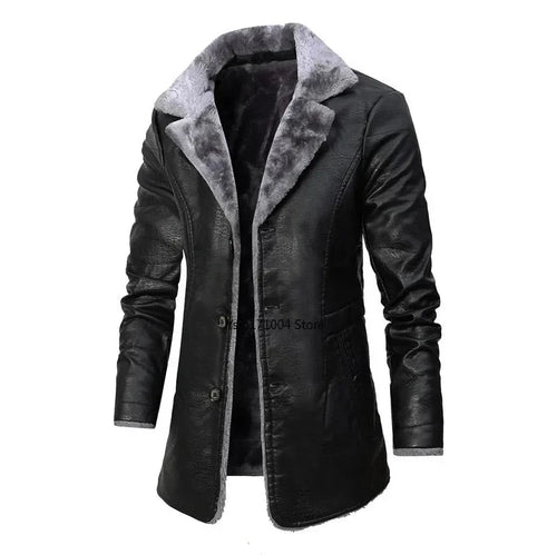 Gabriel™ | Monochrome Kunstleder-Fleece-Winterjacke