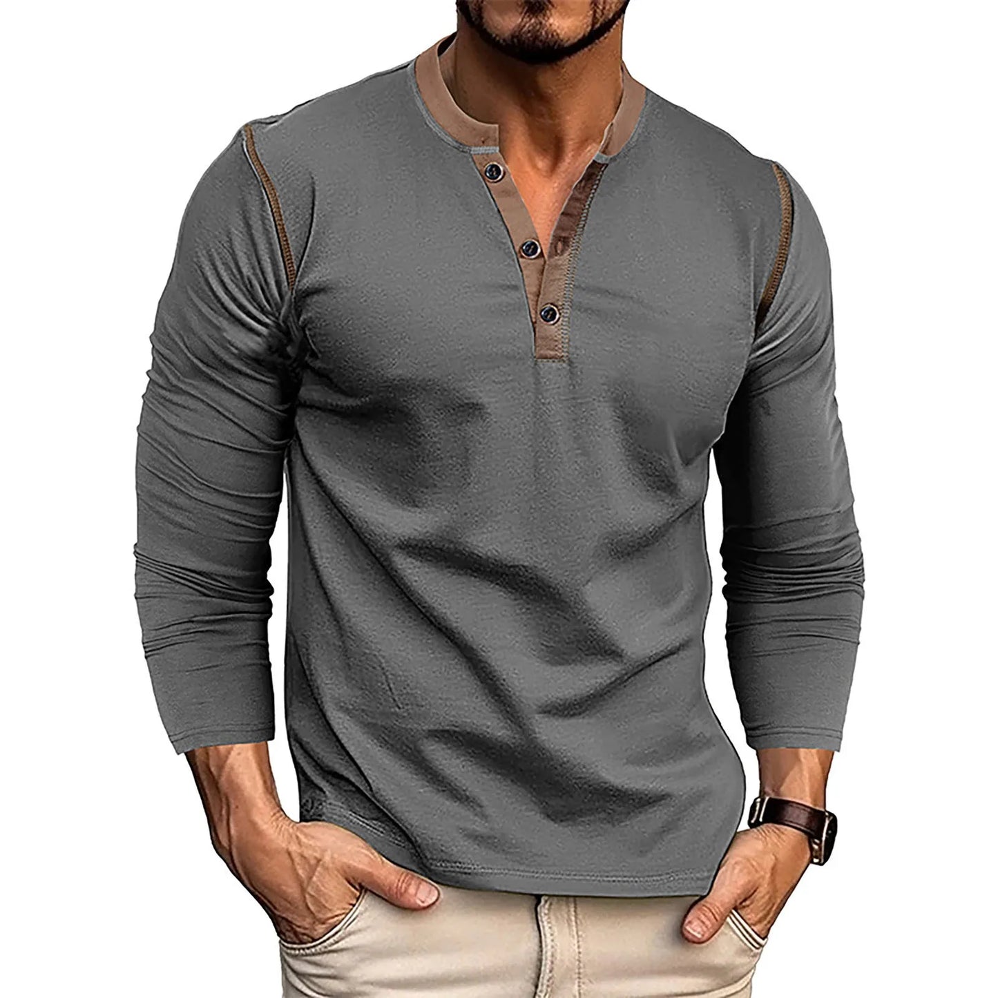 Harrison™ | Vintage Langarm-Henley-T-Shirt