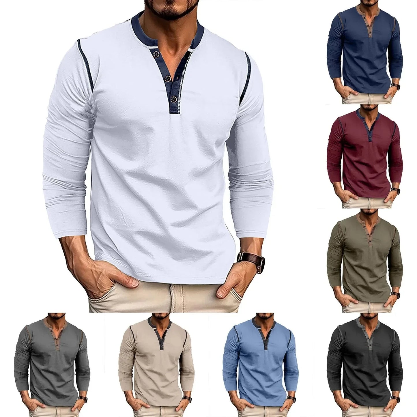 Harrison™ | Vintage Langarm-Henley-T-Shirt