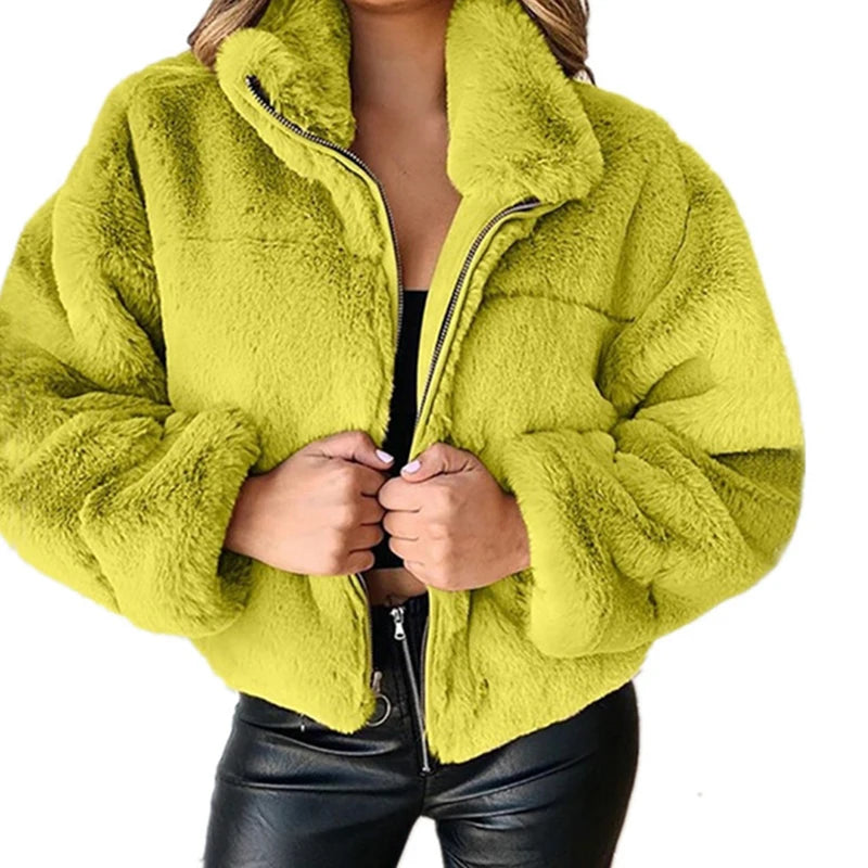 Isabella™ | Plüschjacke mit Reißverschluss und Kaninchenfell-Imitat