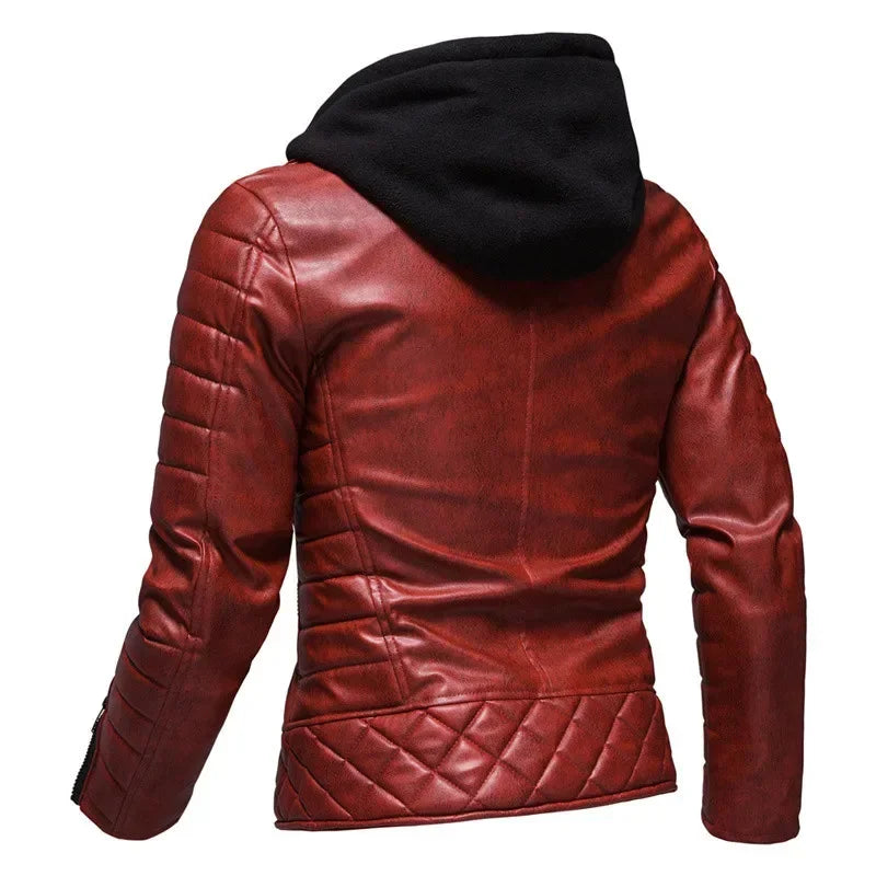 Raphael™ | Hoodie aus Kunstleder Motorradjacke