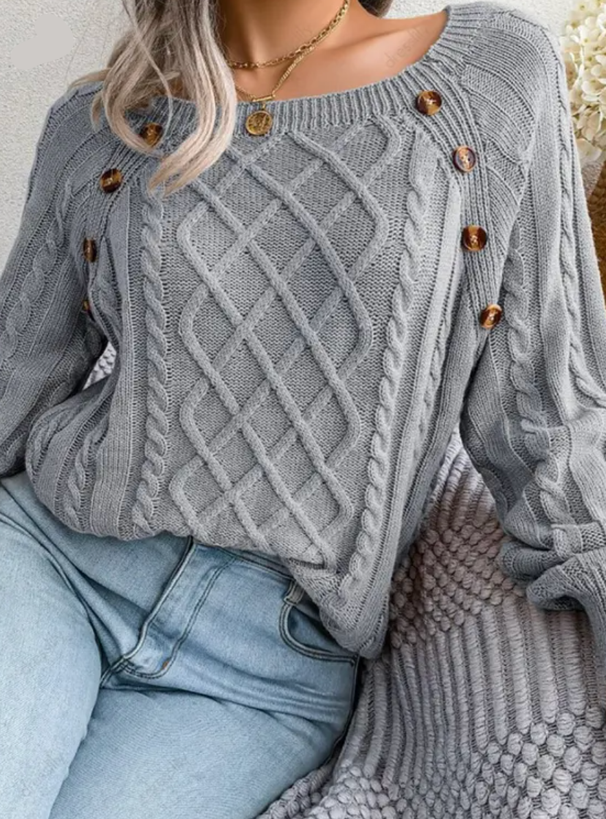 Hazel™ | Zopfmuster-Pullover mit Rundhalsausschnitt