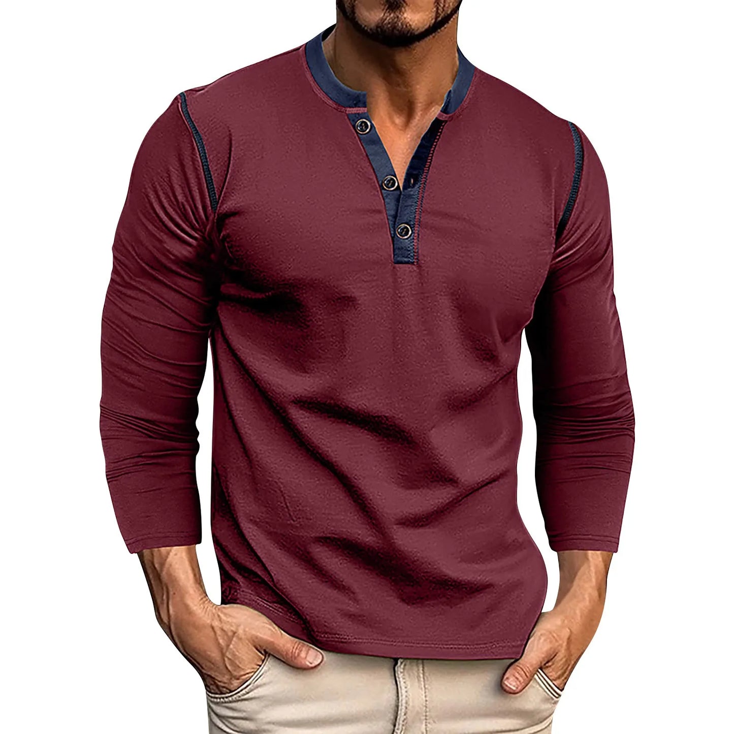 Harrison™ | Vintage Langarm-Henley-T-Shirt