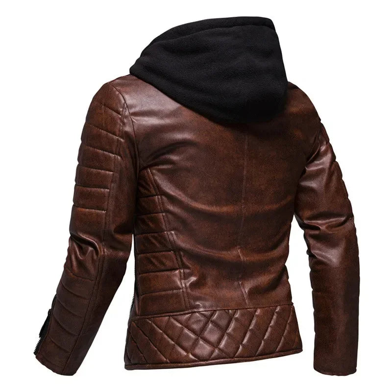 Raphael™ | Hoodie aus Kunstleder Motorradjacke