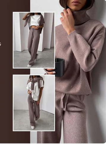 Yara - 2-teiliges Set, Pullover mit Rollkragen und lange Hose